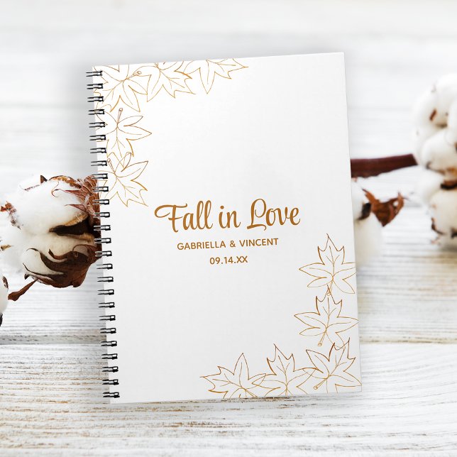 Caderno Espiral Maple Leaf Edge Casamento outono Guest Book (Personalize to create an advice book or guest book at your Fall bridal shower or wedding.)