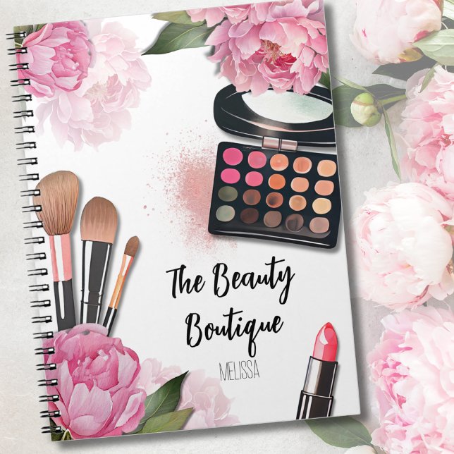Caderno Espiral Maquiador Artístico Comercial (Cosmetics Watercolor Floral Makeup Artist notebook)