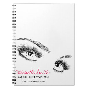 Caderno Espiral Maquiagem Chic de Eyelashes Preto e Branco Minimal