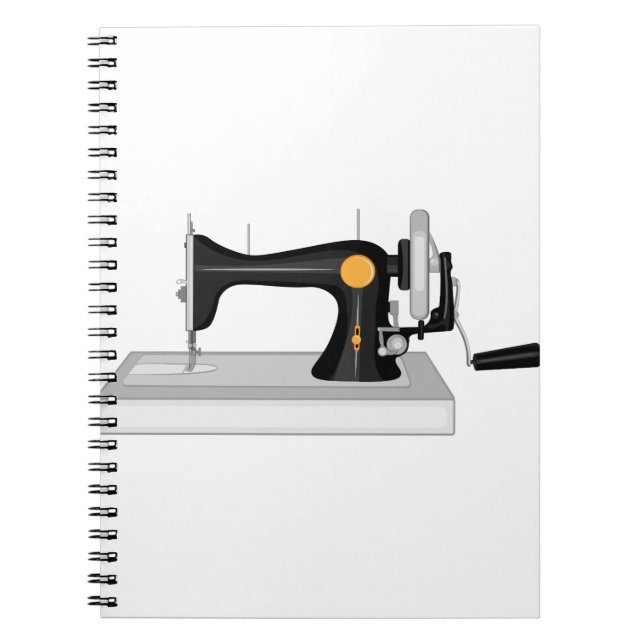 Caderno Espiral Máquina de costura antiga com unidade manual (Frente)