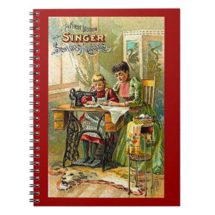 Caderno Espiral Máquina de costura do cantor "vintage da primeira