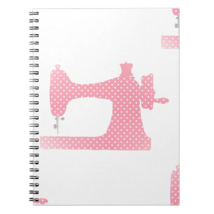 Caderno Espiral máquina de costura rosa