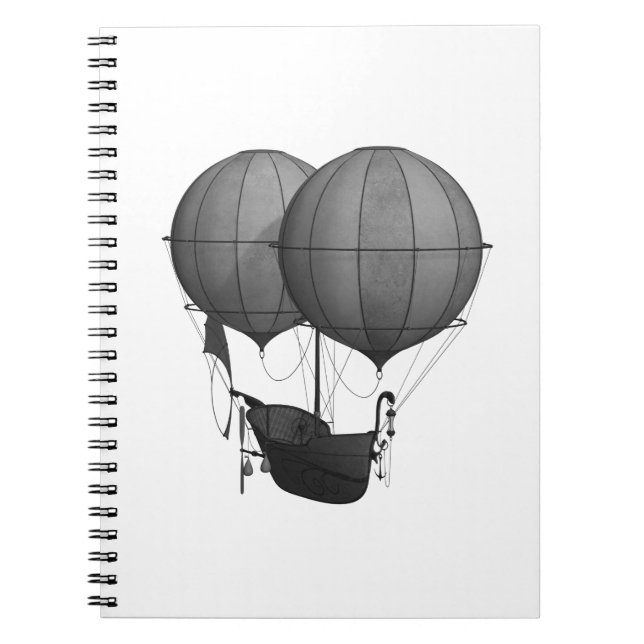 Caderno Espiral Máquina de Voo Design a Preto e Branco (Frente)