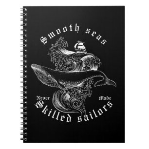 Caderno Espiral Mar Calmo Marinheiro Habilidoso Citação Baleia Náu