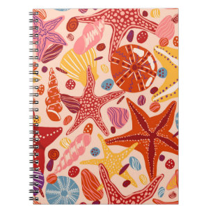 Caderno Espiral Mar de Verão escandinavo: Padrão de Starfish