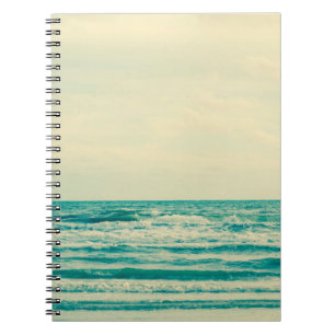 Caderno Espiral Mar e praia tropicais naturais com vento em