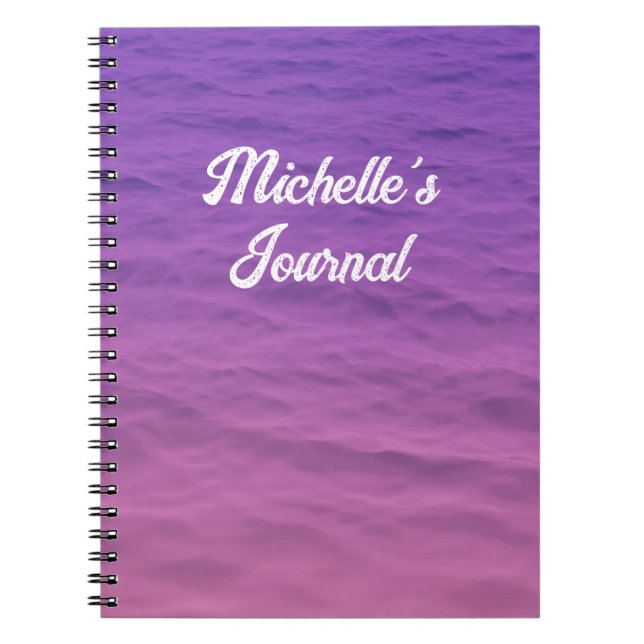 Caderno Espiral Mar Personalizado Rosa e Roxo (Frente)