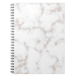 Caderno Espiral Marble branco e Dourado