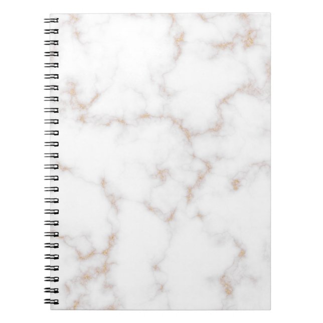 Caderno Espiral Marble branco e Dourado (Frente)