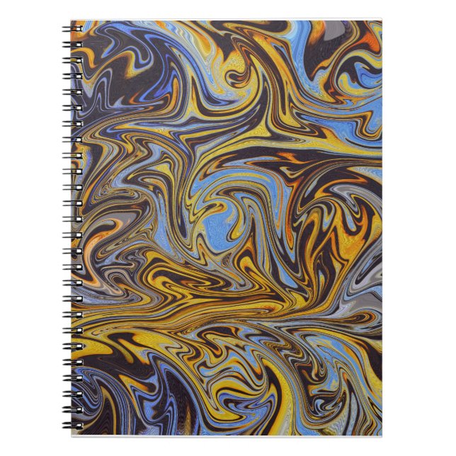 Caderno Espiral Marble Forms – Blue & Gold Artistic Notebook (Frente)