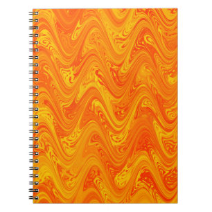 Caderno Espiral Marbling Orange Yellow Red Pattern