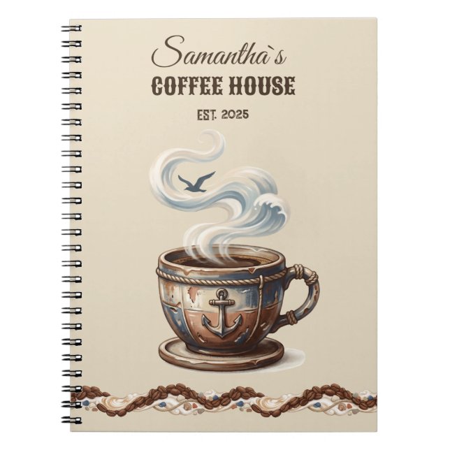 Caderno Espiral Marca Personalizada do Café Costeiro  (Frente)