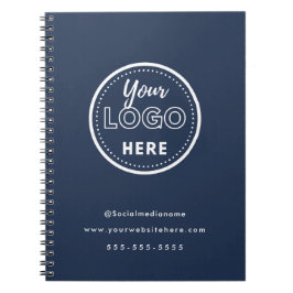 Caderno Espiral Marca Profissional Minimalista Logotipo Azul Marin