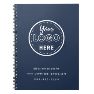 Caderno Espiral Marca Profissional Minimalista Logotipo Azul Marin