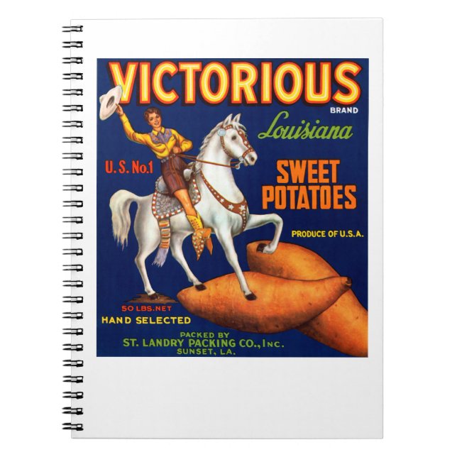 Caderno Espiral Marca vitoriosa da Louisiana, batatas doces (Frente)
