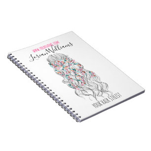 Caderno Espiral Marcagem com ferro quente floral do penteado da