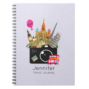 Caderno Espiral Marcas europeias com Diário de câmara