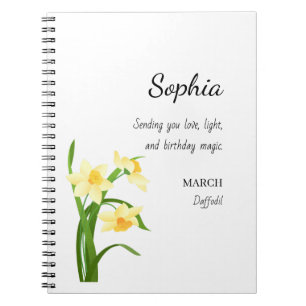 Caderno Espiral March Daffodil Aniversário Personalizado