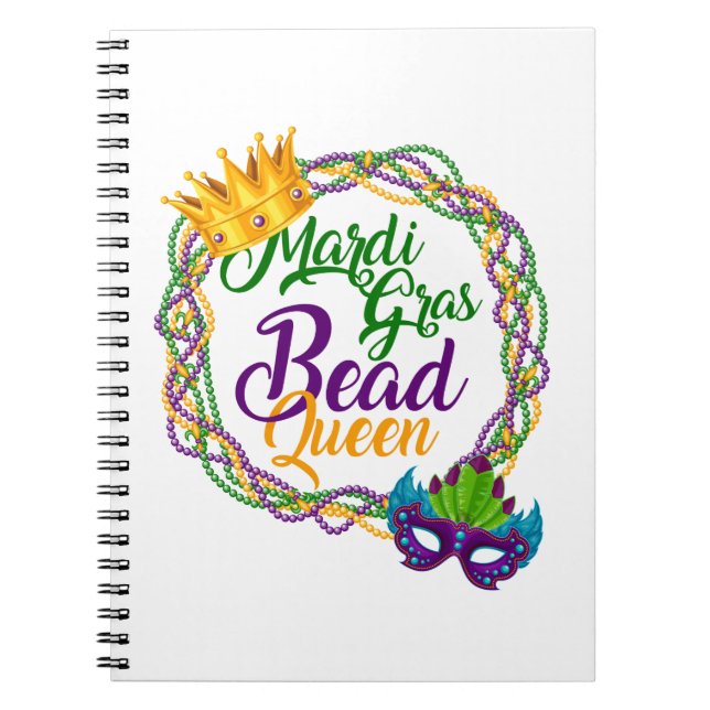 Caderno Espiral Mardi Gras Bead Queen Fat Terça Carnaval (Frente)