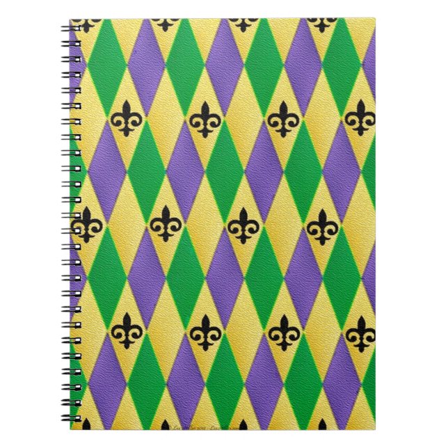 Caderno Espiral Mardi Gras Harlequin Fleur De Lis (Frente)