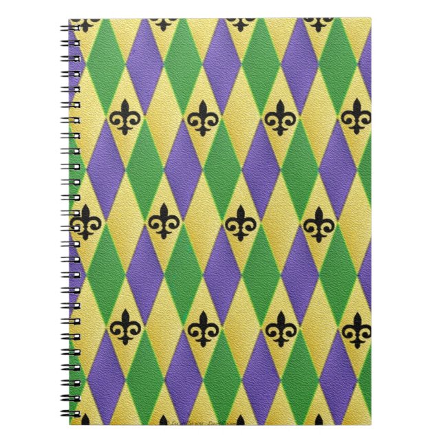 Caderno Espiral Mardi Gras Harlequin Fleur De Lis (Frente)