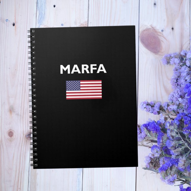 Caderno Espiral Marfa Texas EUA American Flag Dark Color (Criador carregado)