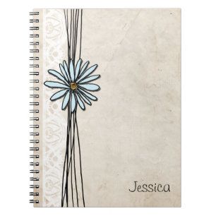 Caderno Espiral Margarida Azul-Claro Vintage