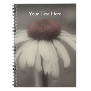 Caderno Espiral Margarida do Coneflower Em Notebook Preto E Branco