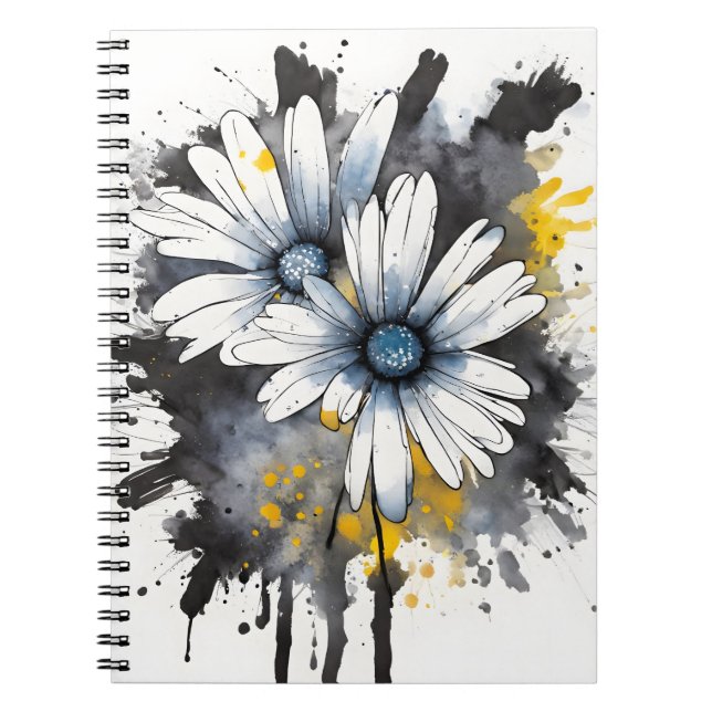 Caderno Espiral Margarida - Flores de aquarela (Frente)