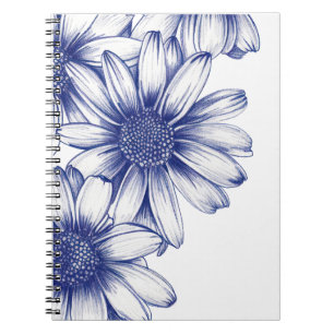 Caderno Espiral Margarida púrpura de desenho da Vintage