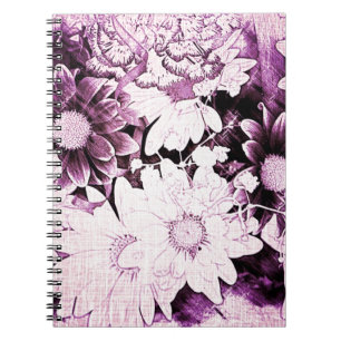 Caderno Espiral Margarida púrpura do boho-chic