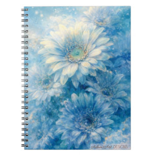 Caderno Espiral Margaridas Azuis Celestiais Paisagem Floral dos So