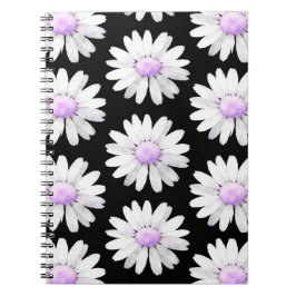 Caderno Espiral Margaridas Roxas Bonitas Pontilhadas