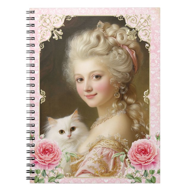 Caderno Espiral Marie Antoinette,French,Paris,cat,portrait,ノート (Frente)