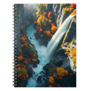 Caderno Espiral Marinha Moderna e Ouro Pico de Montanha Abstrato –