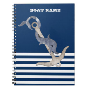 Caderno Espiral Marinheiro Âncora Náutica Golfinho Azul-Marinho Li