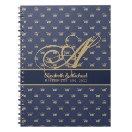 Caderno Espiral Marinho azul Dourado Rei Rainha NeWLYWEDS