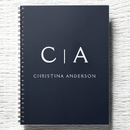 Caderno Espiral Marinho Azul White Modern Elegant Professional Cla