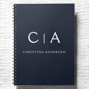 Caderno Espiral Marinho Azul White Modern Elegant Professional Cla