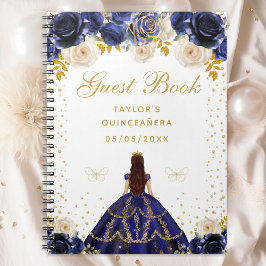 Caderno Espiral Marinho Blue Floral Princesa Quinceañera