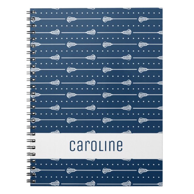 Caderno Espiral Marinho Blue White Sticks e Linhas Pontas Padrão (Frente)