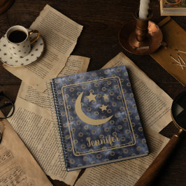 Caderno Espiral Marinho das estrelas da lua Celestial