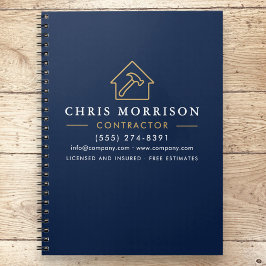 Caderno Espiral Marinho de Construção da Construção Azul Dourado