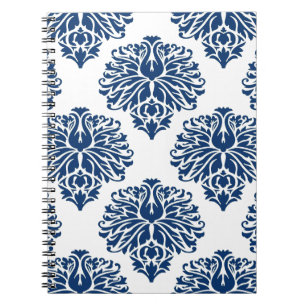 Caderno Espiral Marinho Elegante Damask