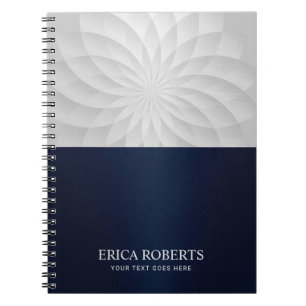Caderno Espiral Marinho Elegante de Flor Lotus Moderna Azul