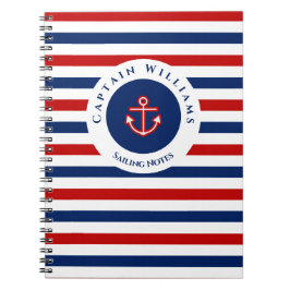 Caderno Espiral Marinho Marinho Náutico Vermelho Vermelho Azul Str
