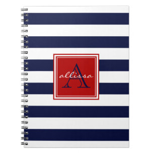 Caderno Espiral Marinho Monograma De Corrente