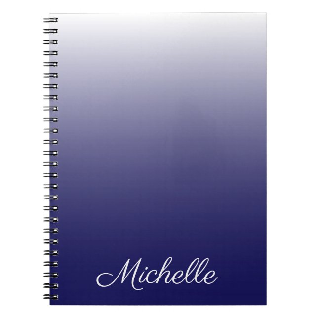 Caderno Espiral Marinho ombre de gradiente personalizado azul (Frente)