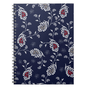 Caderno Espiral Marinho Paisley: Elegante Pattern Design.