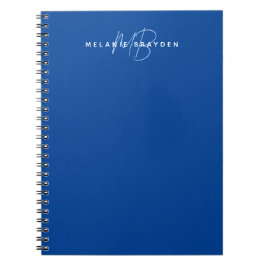 Caderno Espiral Marinho Simples - Mínimo Azul - Nome de Dois Monog